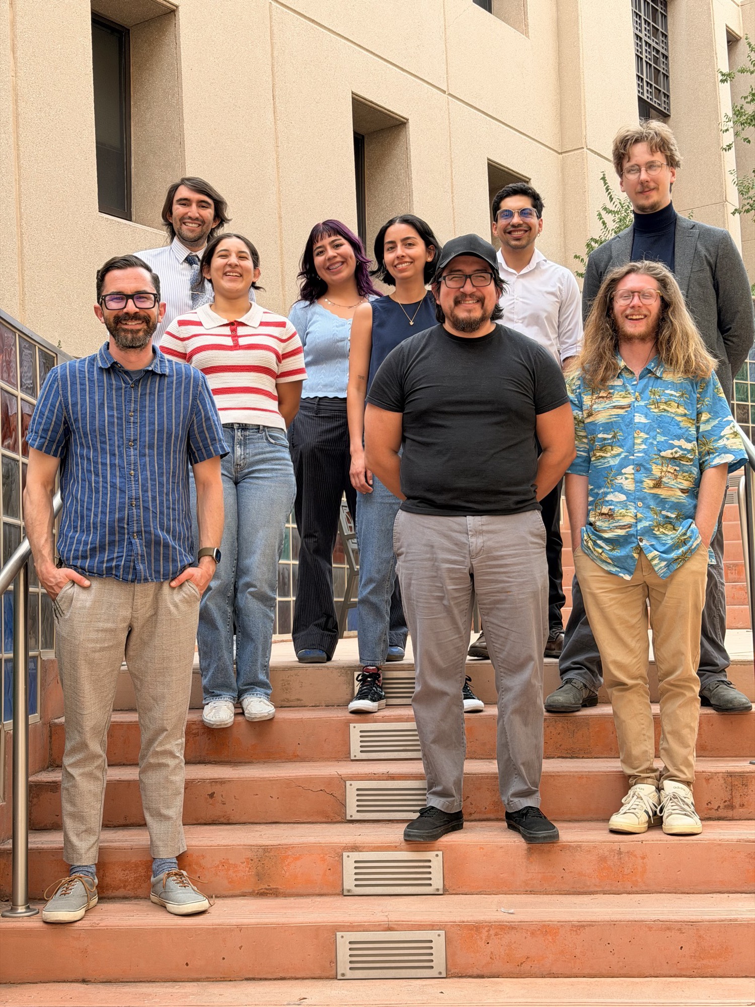 Group photo on the building steps
